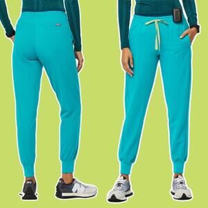 FIGS Mari Jogger Scrub Pants Turquoise Blue Size M TALL